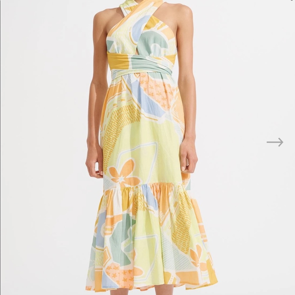 SIA dress made by Steele Australia in their exclusive Sunset Cabana print.